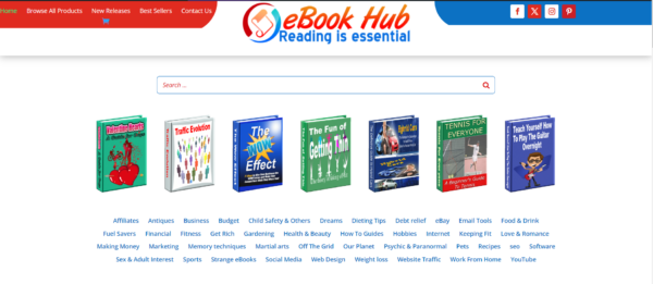 eBook Hub Store WordPress website